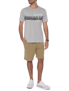 Camiseta Guess Masculina Grunge Sash Logo Cinza Mescla