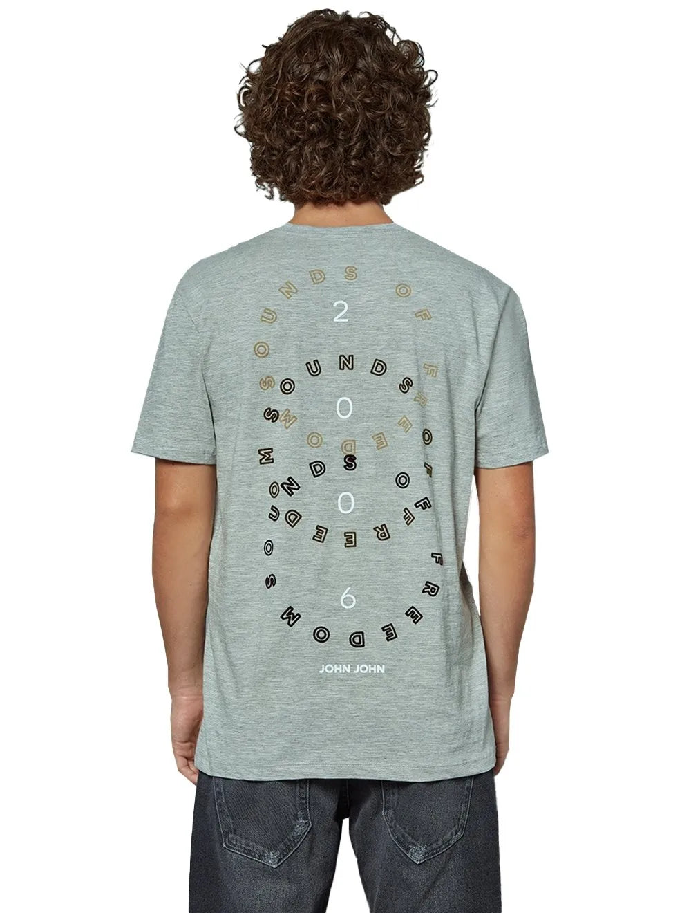 Camiseta John John Masculina Relaxed Sound Of Freedom Cinza Mescla