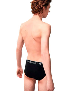 Cueca Lacoste Brief Slip Lettered Waist Preta Pack 3UN