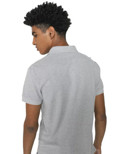 Polo Colcci Masculina Piquet Orange Logo Cinza Mescla