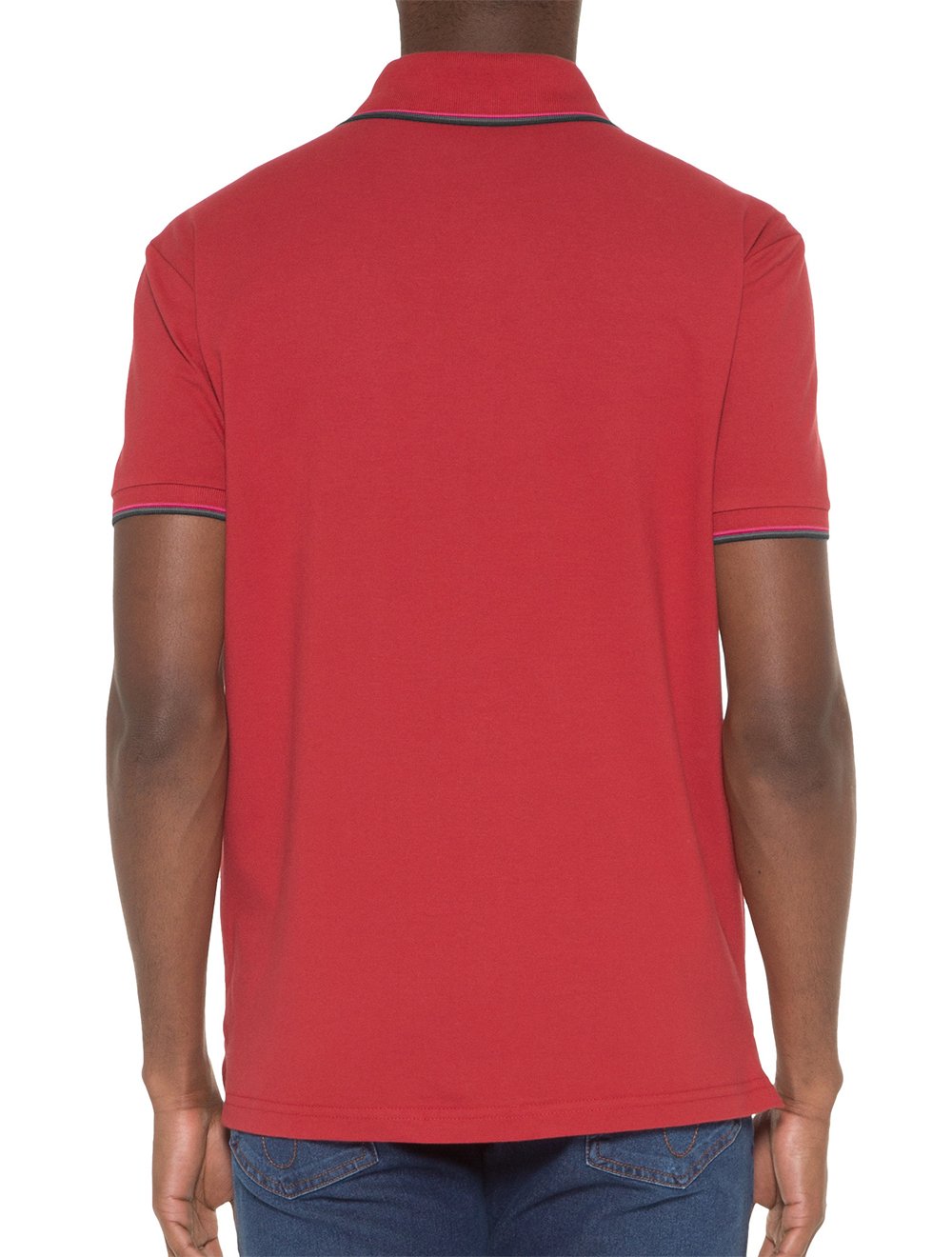 Polo Ellus Masculina Piquet Tipped Collar Vermelho Mescla