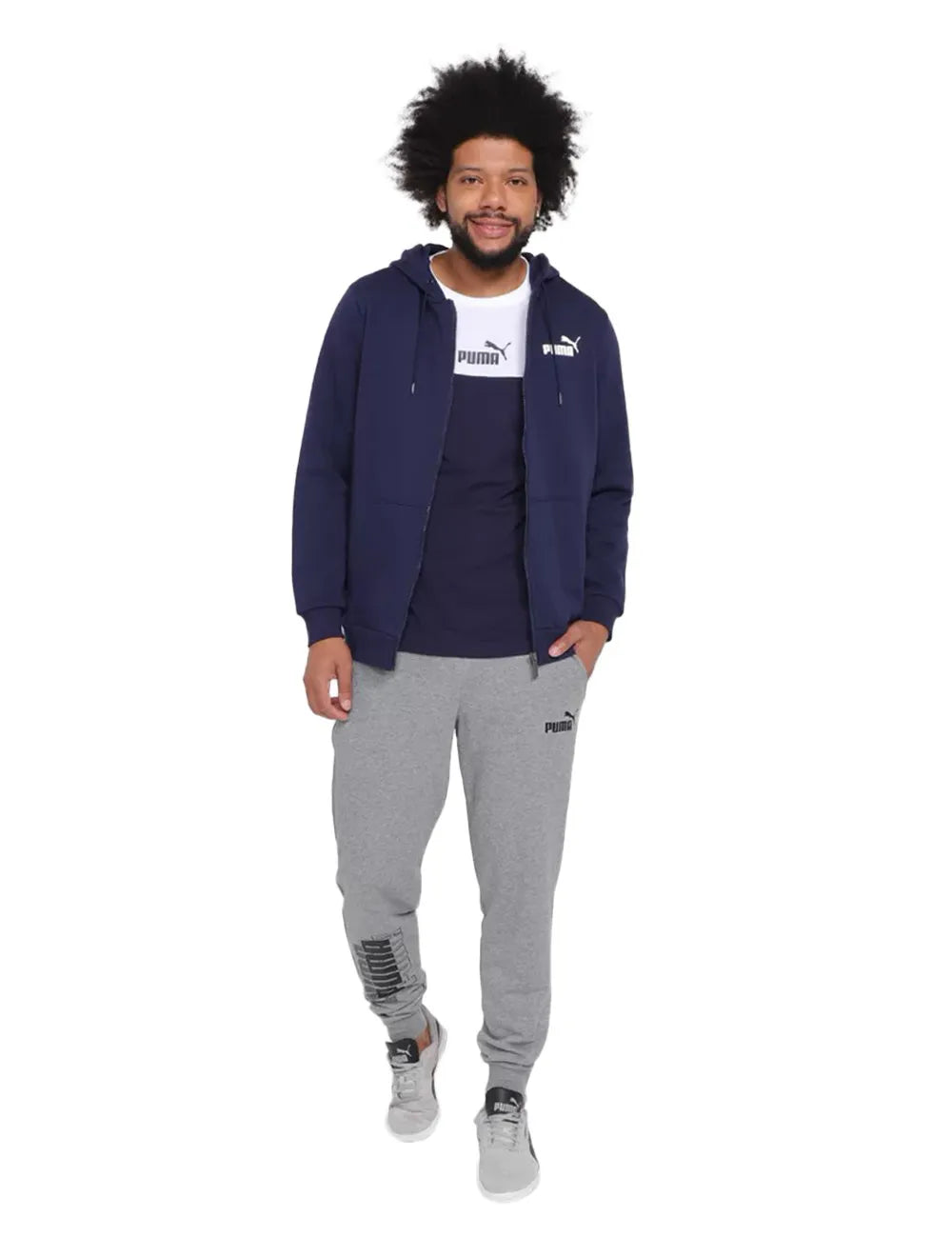 Moletom Puma Masculino Hoodie Essentials Small Logo Full-Zip Azul Marinho