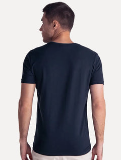 Camiseta King & Joe Masculina Slim Basic Light Small Logo Azul Marinho