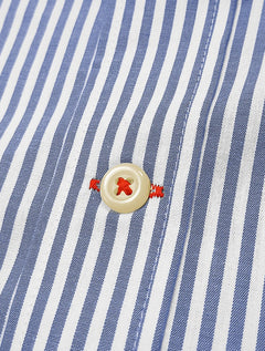 Camisa Tommy Hilfiger Masculina Regular Striped Poplin Azul Médio