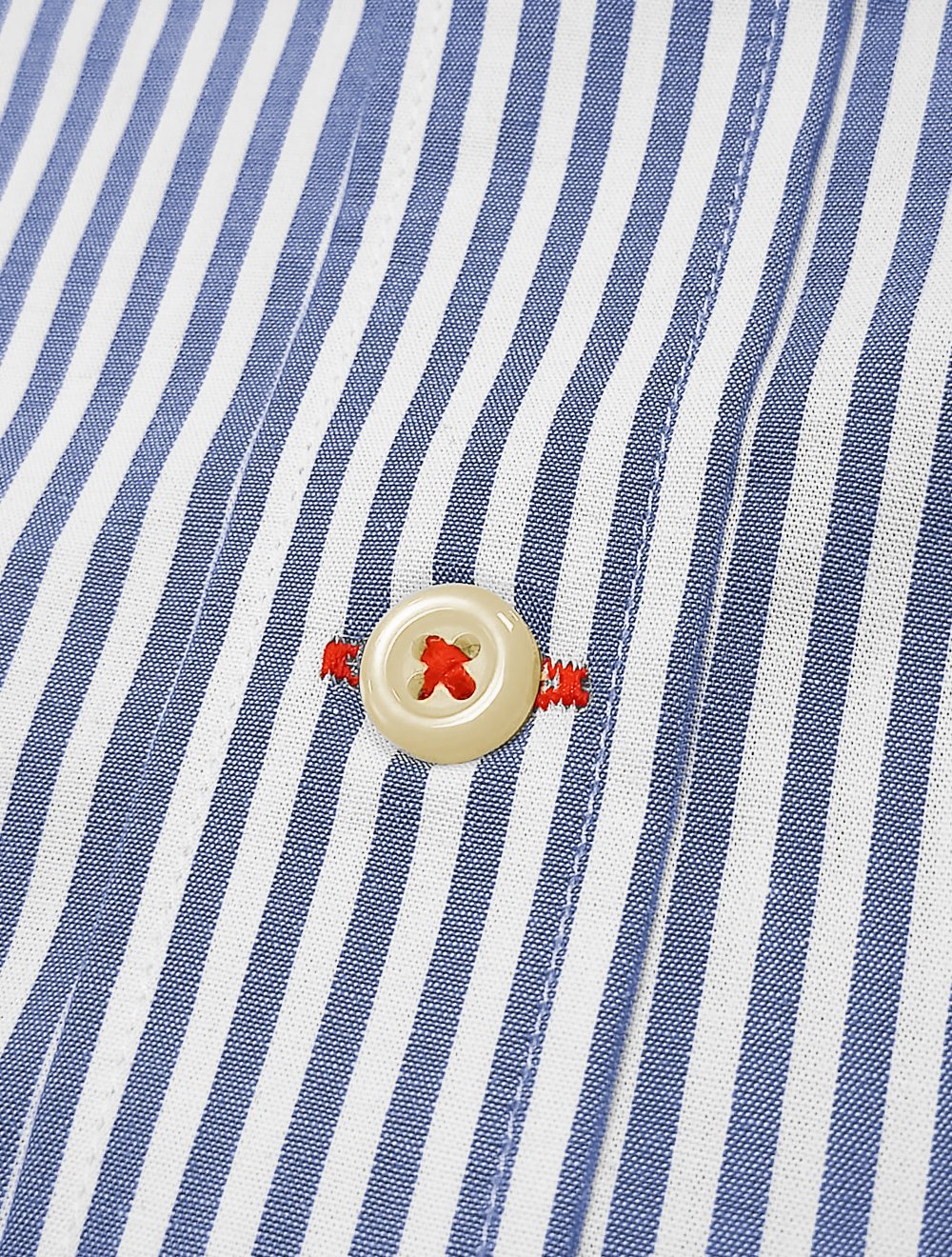 Camisa Tommy Hilfiger Masculina Regular Striped Poplin Azul Médio