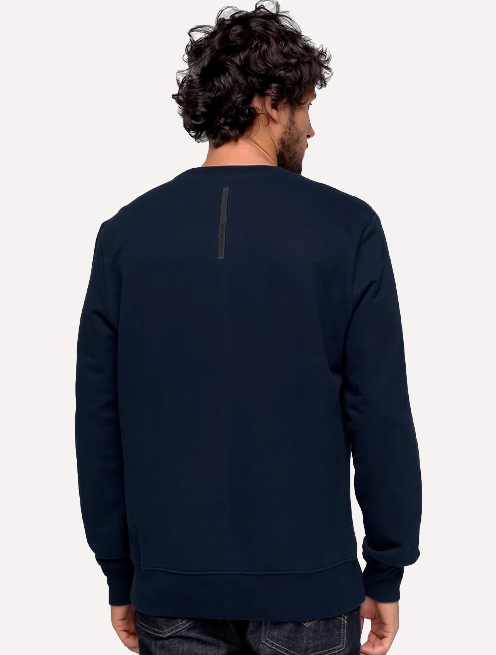 Moletom Calvin Klein Jeans Masculino Crewneck Navy Front Logo Azul Marinho