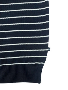 Blusa Nautica Masculina Tricot Sweater Cotton White Stripes Azul Marinho