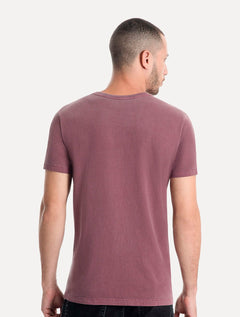 Camiseta Ellus Masculina Cotton Washed Origin. Script Bordô