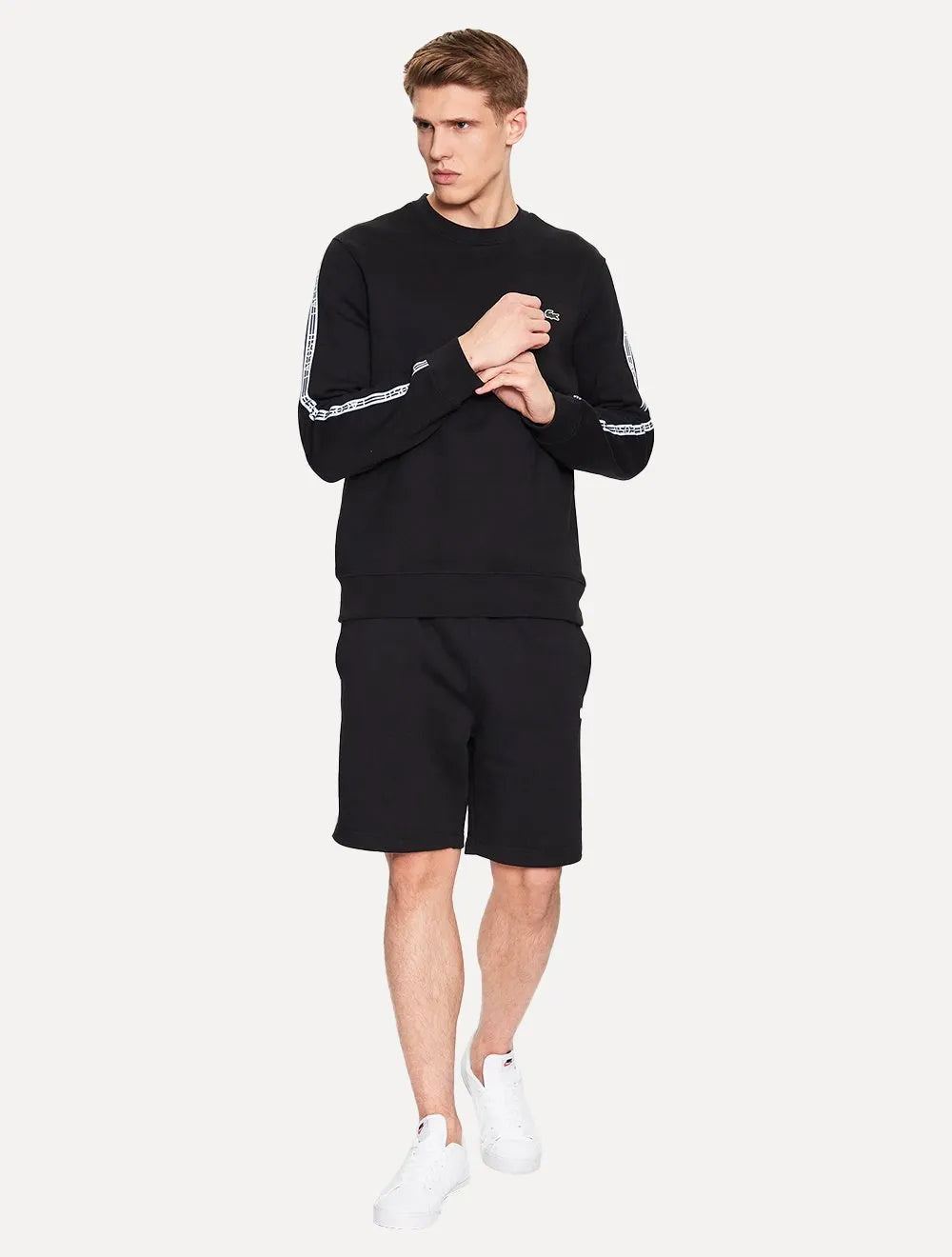 Moletom Lacoste Masculino Crewneck Sash Striped Preto