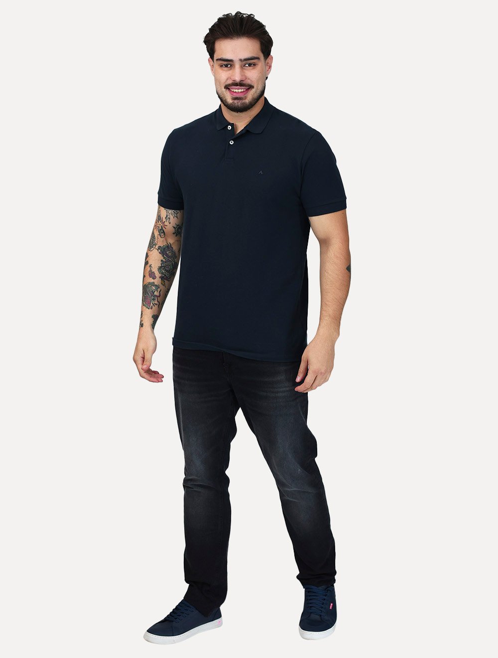 Polo Aramis Masculina Piquet Basic Mono Azul Petróleo