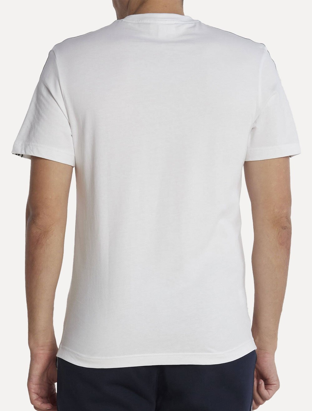 Camiseta Lacoste Masculina Regular Fit Listrada Logo Branca