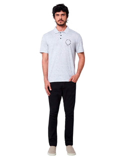 Polo John John Masculina Regular Fit Malha Points Cinza Claro Mescla