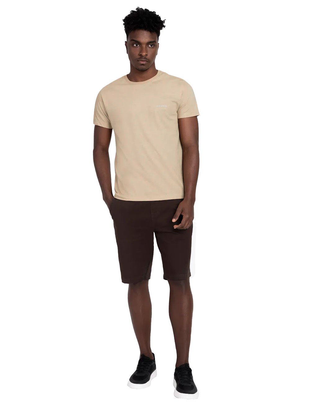 Camiseta Aramis Masculina Tingimento Eco Lisa Areia