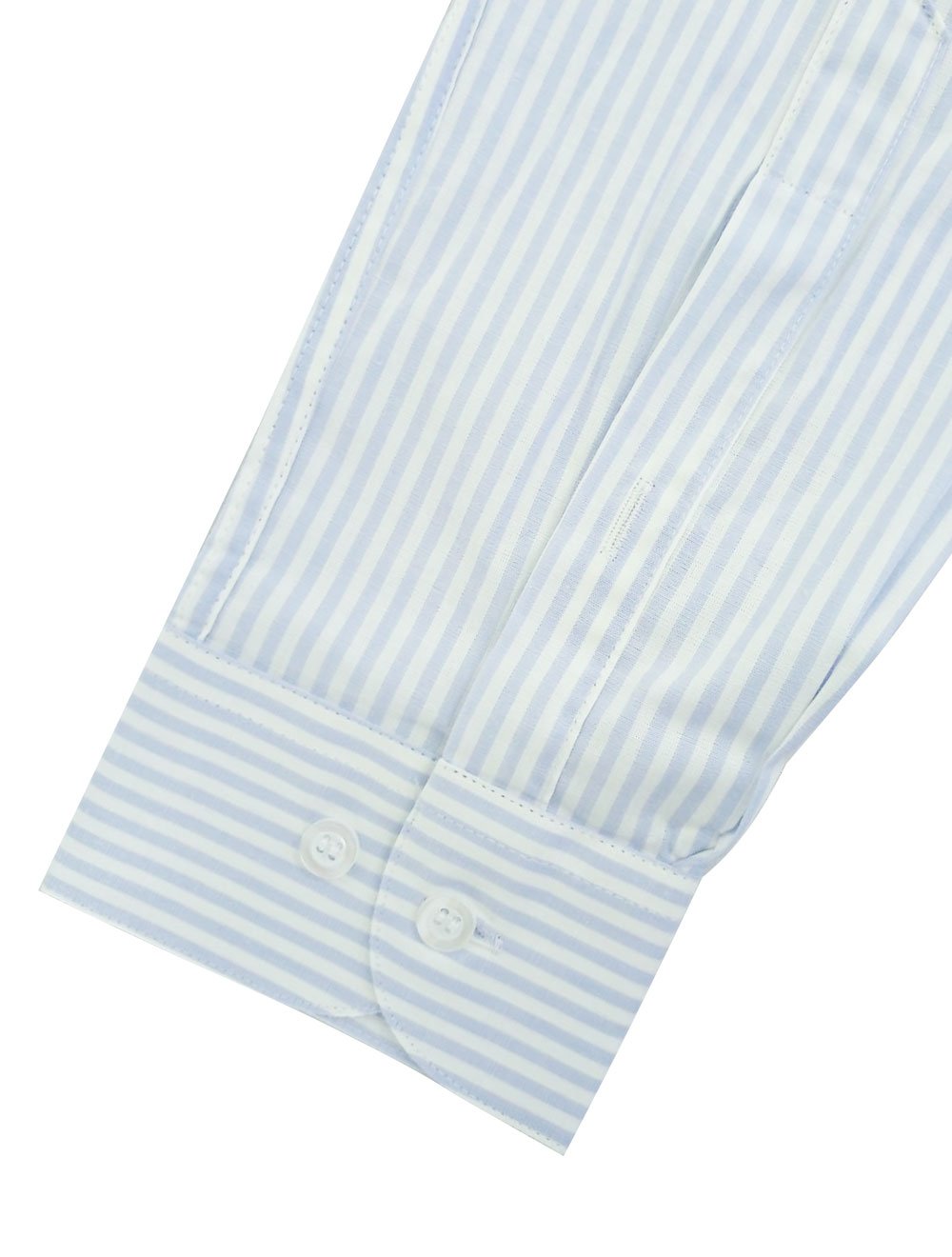 Camisa Ellus Masculina Tricoline LY Slim Midi Stripe Button Down Branco Azul Claro
