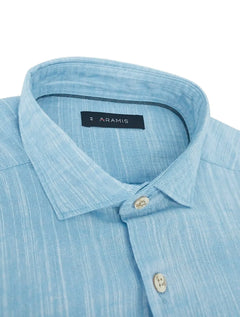 Camisa Aramis Masculina Regular Flame Lisa Azul Claro Mescla