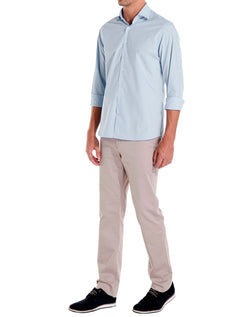 Camisa Dudalina Masculina Slim Tricoline Lisa Azul Claro
