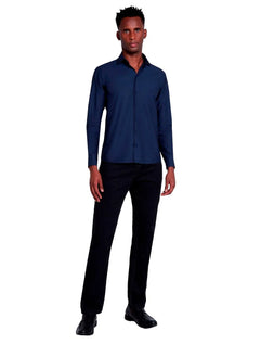 Camisa Dudalina Masculina Slim Tricoline Lisa Azul Marinho