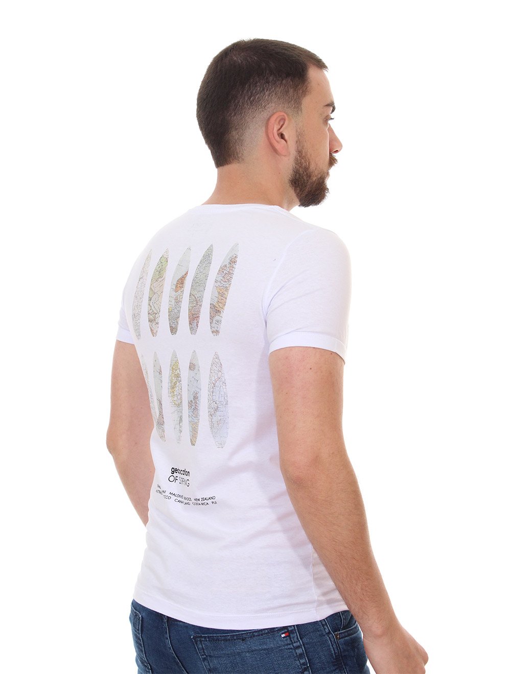 Camiseta Sergio K Masculina Geoloc. Surfboard Branca