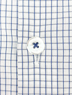 Camisa Aramis Masculina Regular Manga Curta Tricoline Micro Xadrez Branco/Marinho