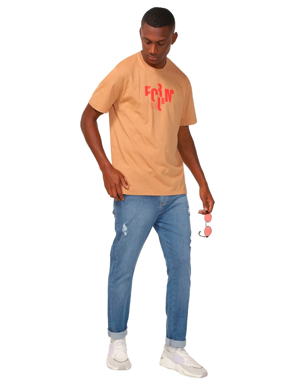 Camiseta Forum Masculina New Box Logo Originality Cáqui