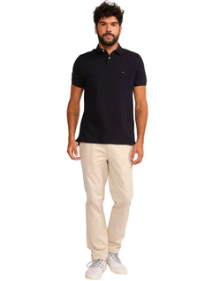 Polo Tommy Hilfiger Masculina Fit Ivy Azul Navy Heather