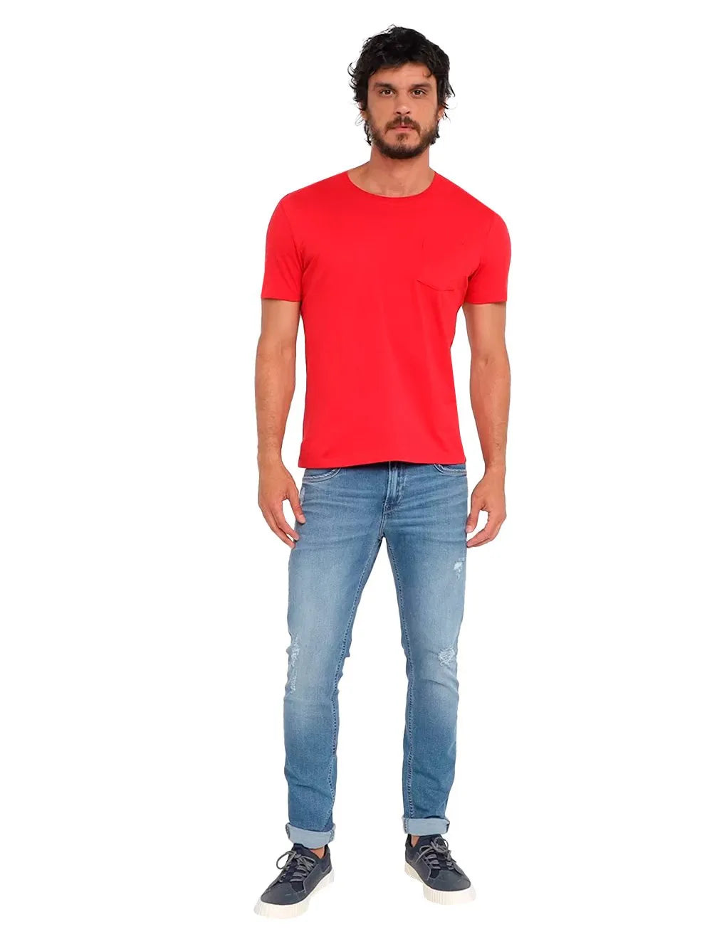 Camiseta Ellus Masculina Cotton Fine Logo Pocket Vermelha