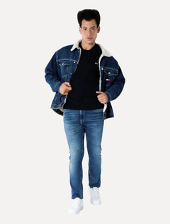 Suéter Tommy Jeans Masculino C-Neck Regular Structured Sweater Preto