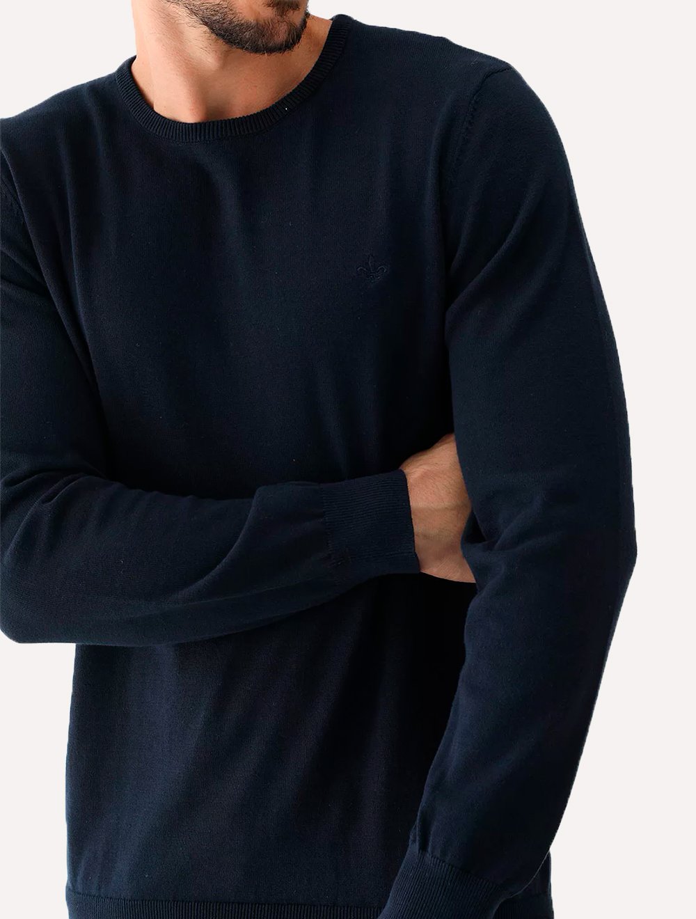 Suéter Dudalina Tricot Crewneck Basico Misto Azul Marinho