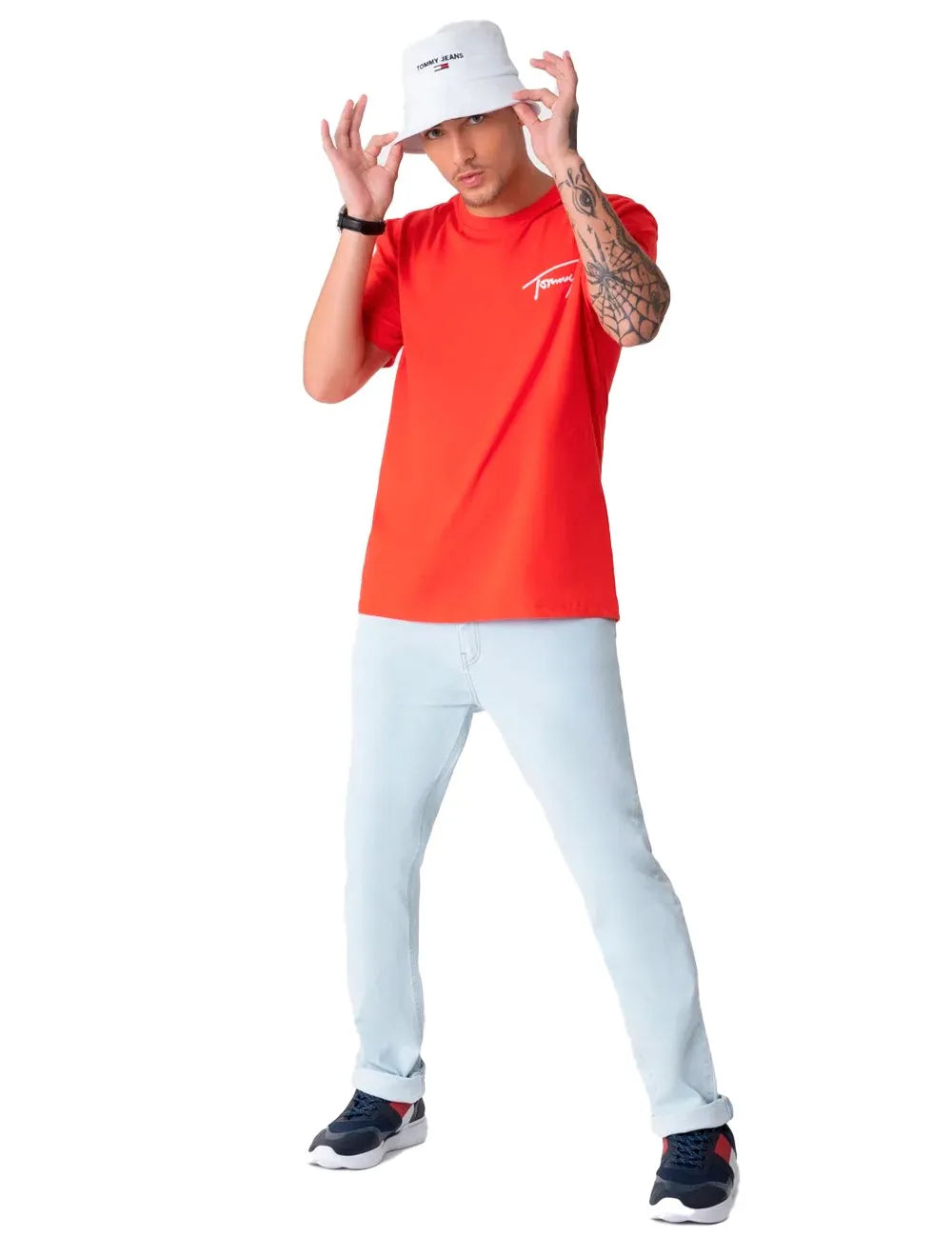 Camiseta Tommy Jeans Masculina Embroidered Signature Vermelha