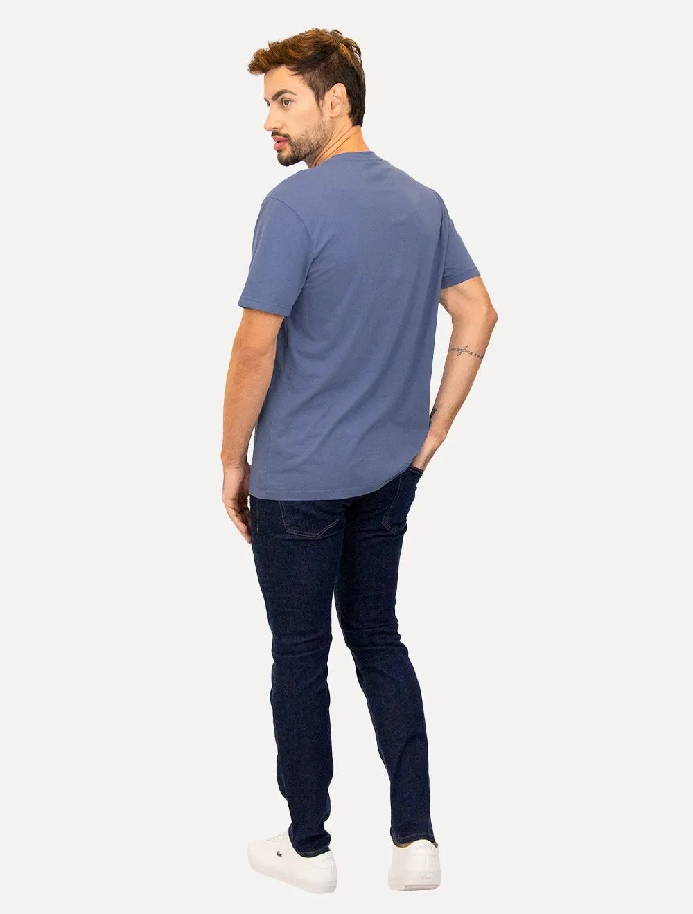 Camiseta Tommy Jeans Masculina Regular Jersey C-Neck Flag Azul