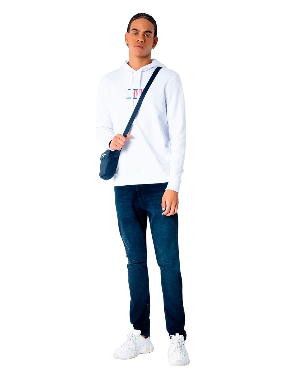 Moletom Tommy Jeans Masculino Regular Hoodie Essential Graphic Branca