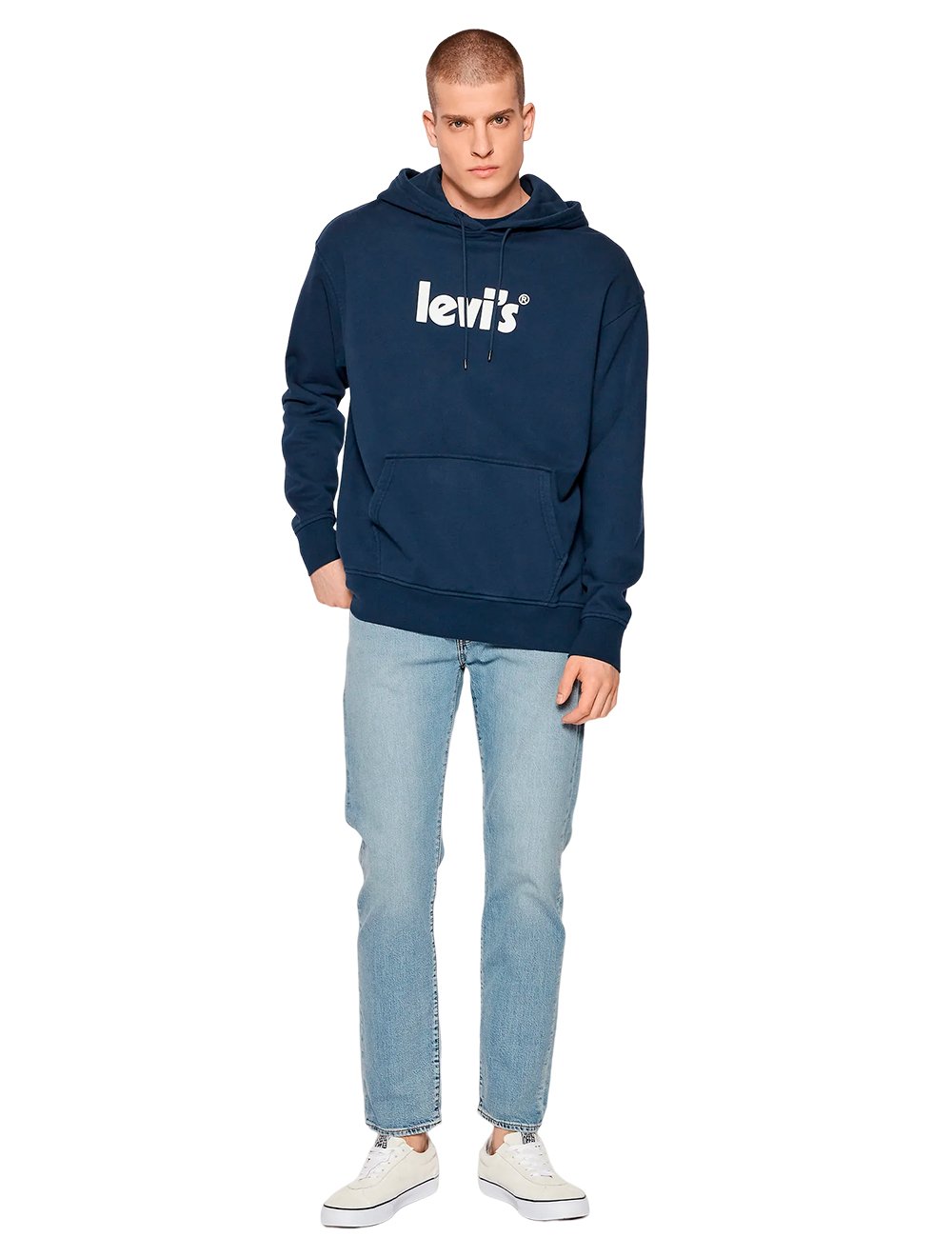 Moletom Levis Masculino Hoodie Fleece Relaxed Graphic Azul Marinho