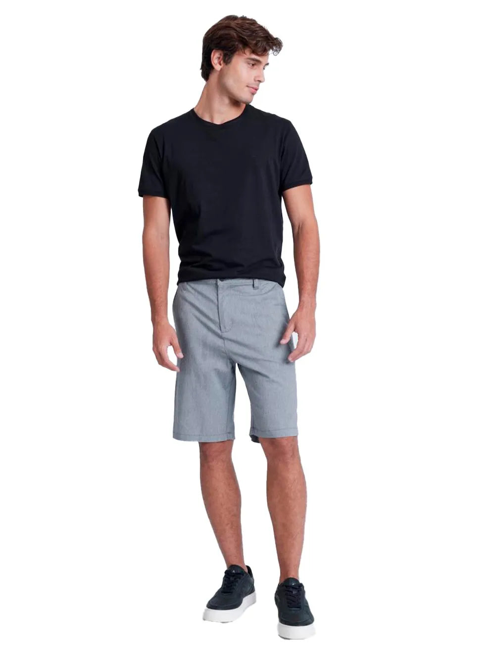 Bermuda Aramis Masculina Chino Maquinetada Cinza