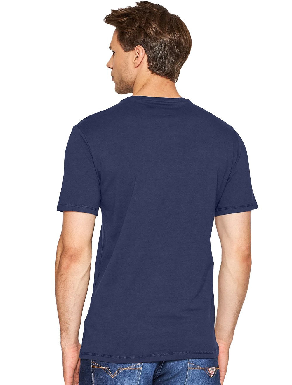 Camiseta Guess Masculina Full Gray Logo Print Azul Marinho