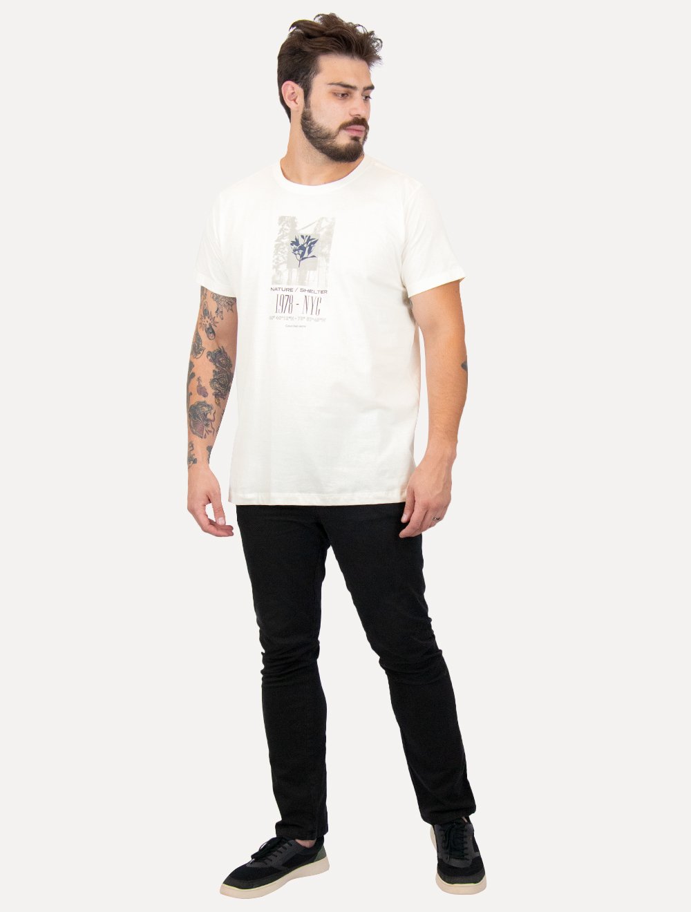 Camiseta Calvin Klein Jeans Masculina Sustainable 1978 NYC Off-White