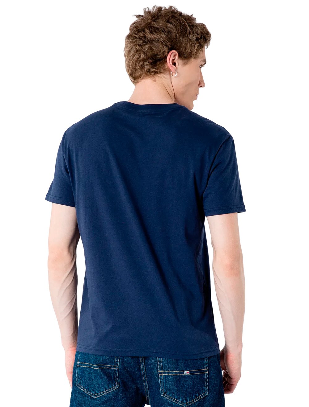 Camiseta Tommy Jeans Masculina Regular Classic Collegiate Flag Azul Marinho