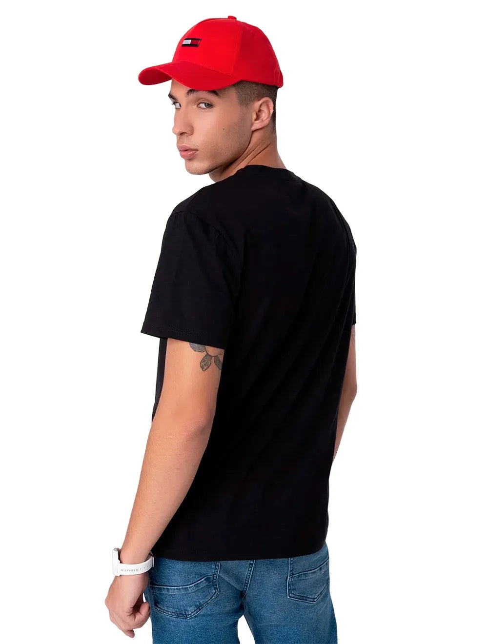 Camiseta Tommy Jeans Regular Classic Collegiate Flag Preta
