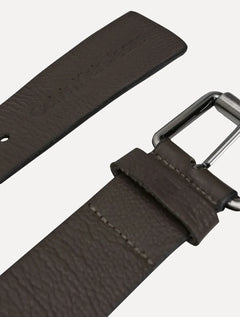 Cinto Calvin Klein Jeans Couro Roller Logo Marrom Café
