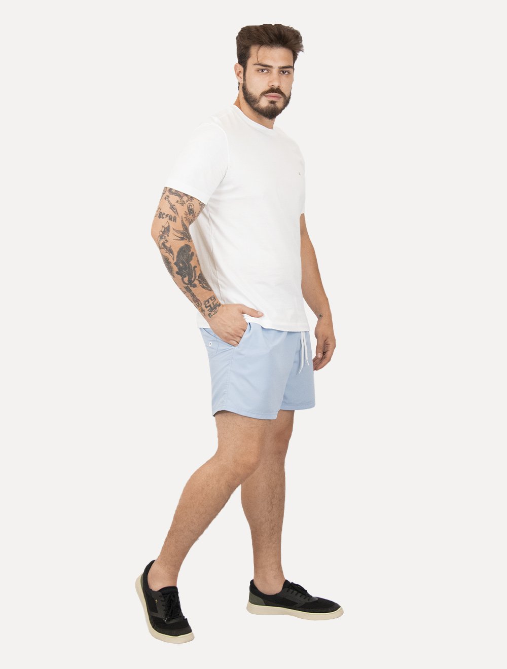 Camiseta Calvin Klein Masculina Meia Malha Basica CK Branca