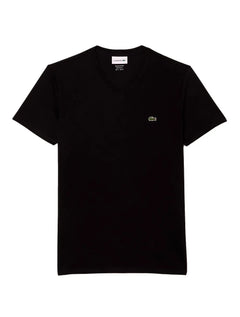 Camiseta Lacoste Masculina Jersey Pima Cotton Gola V Preta