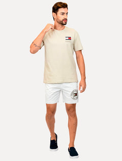 Camiseta Tommy Jeans Masculina Regular Essential Flag Text Areia