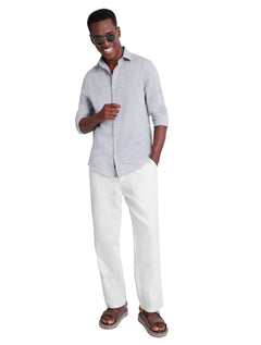 Camisa Aramis Masculina Slim Linho Algodão Ice Cinza Mescla
