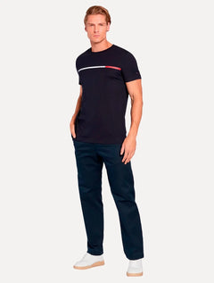Camiseta Tommy Hilfiger Masculina Two Tone Chest Stripe Azul Marinho