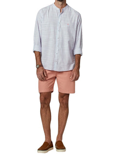 Camisa Dudalina Masculina Comfort Slub Cotton Listrada Rosa / Azul Claro