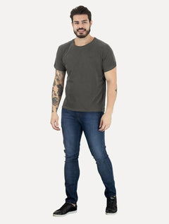Camiseta Ellus Masculina Cotton Fine Grunge Gothic Classic Chumbo Mescla