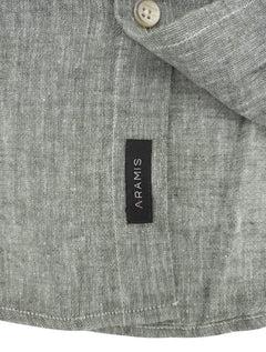 Camisa Aramis Masculina Slim Linho Algodão Verde Militar Mescla