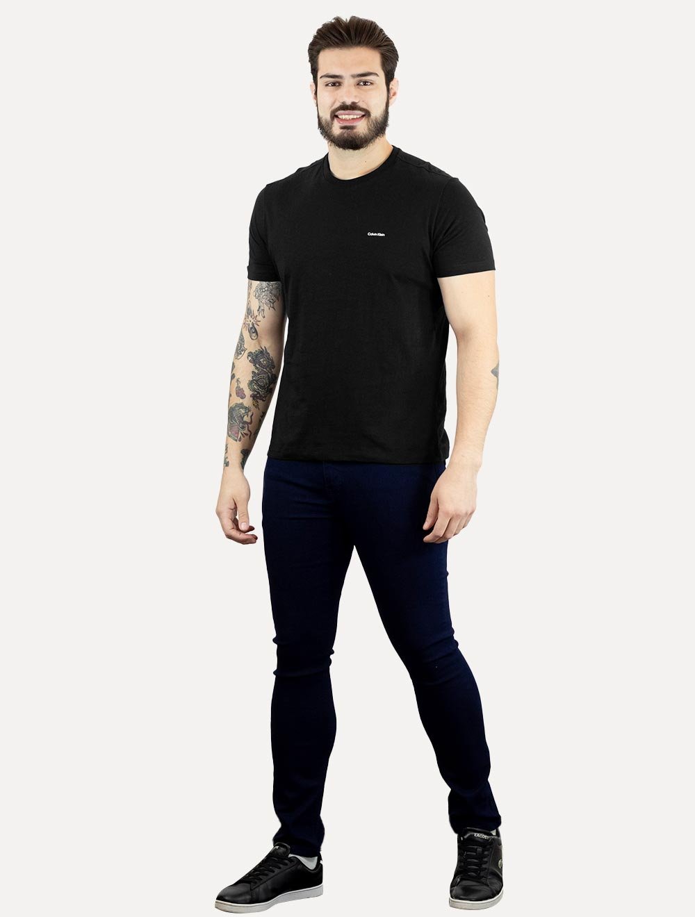 Camiseta Calvin Klein Masculina Slim Logo Flamê Preta