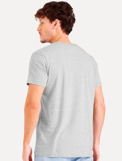 Camiseta Colcci Masculina V-Neck Logo Minimalista Cinza Mescla