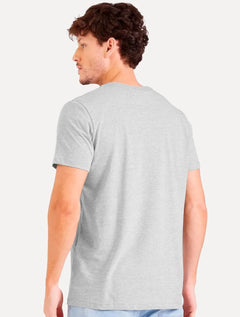 Camiseta Colcci Masculina V-Neck Logo Minimalista Cinza Mescla