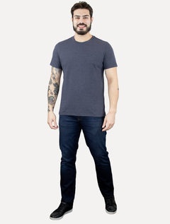 Camiseta Aramis Masculina Regular Piquet Bordado Marinho Mescla